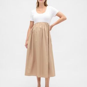 GAP White and Tan Midi Dress